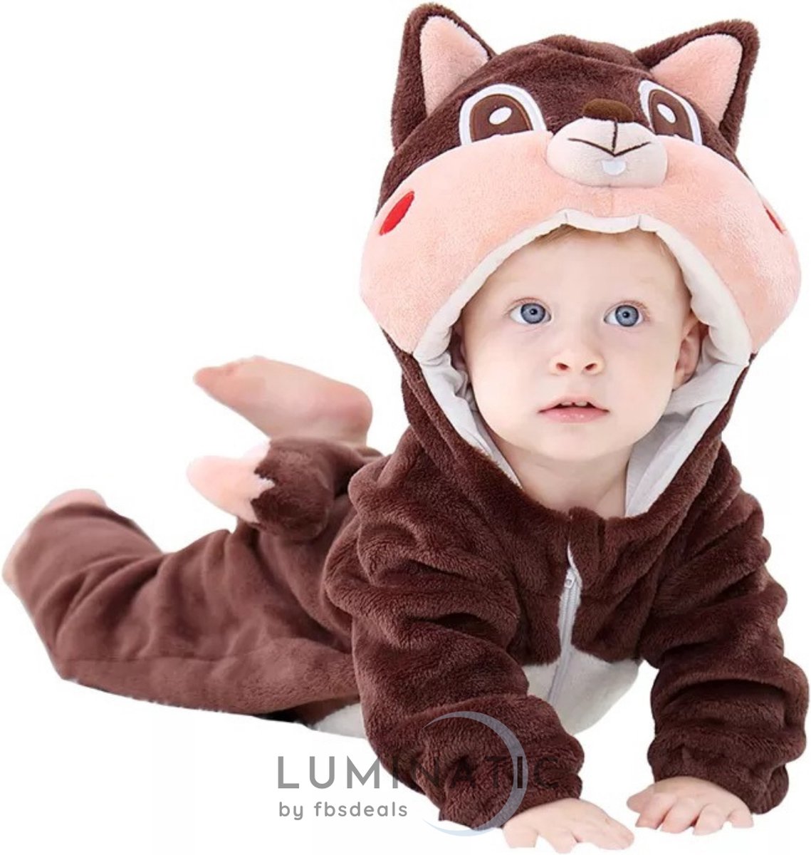 Baby Jumpsuit - Baby Onesie - Baby Pyjama - Baby Rompertjes - Baby Pakje - Baby Verkleedkleding - Baby Kostuum - Baby Winterpak - Baby Romper - Baby Kleding - Carnavalskleding | Luminatic® | Bruin | (110) 24~30 Maanden